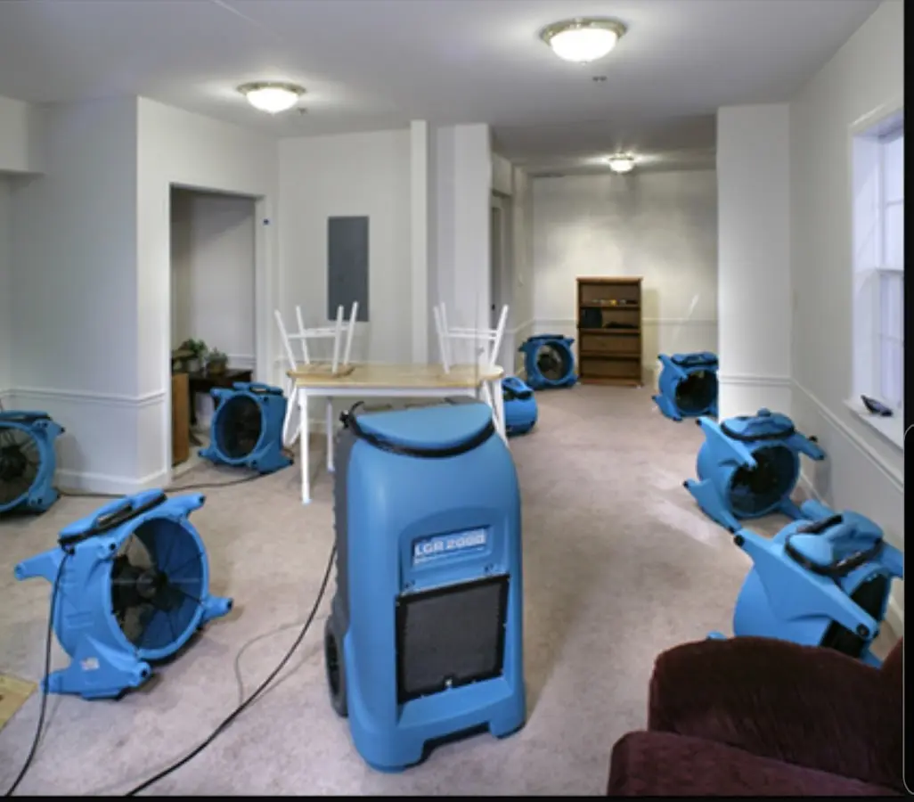 Air movers and dehumidifier setup for Water Extraction & Removal in Cedarhurst